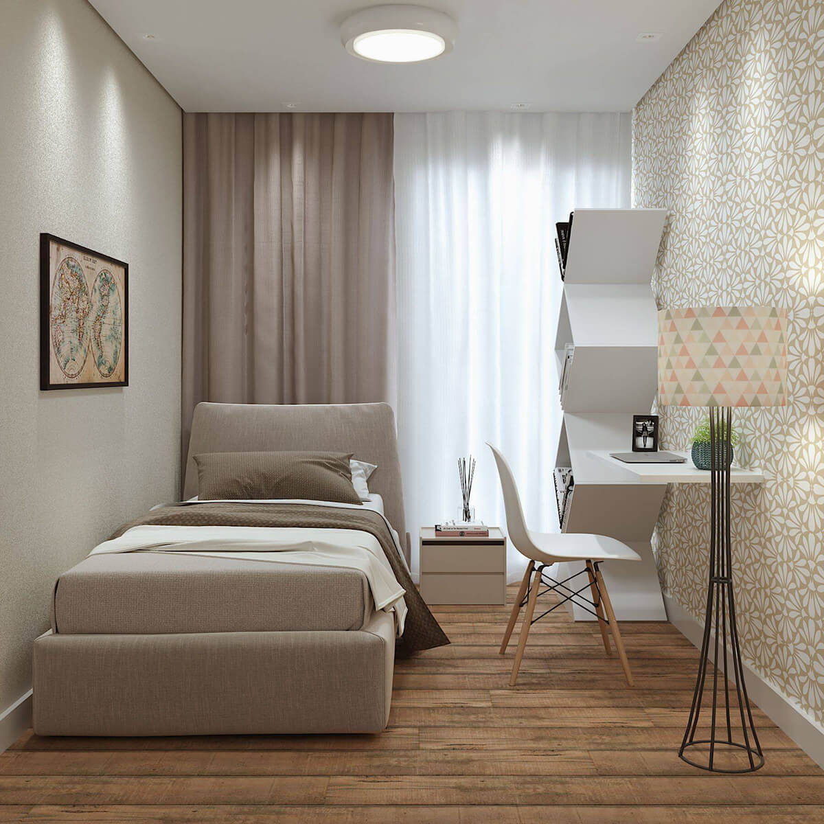 Thiết kế cho căn phòng diện tích nhỏ 3m2 (Nguồn: sưu tầm)