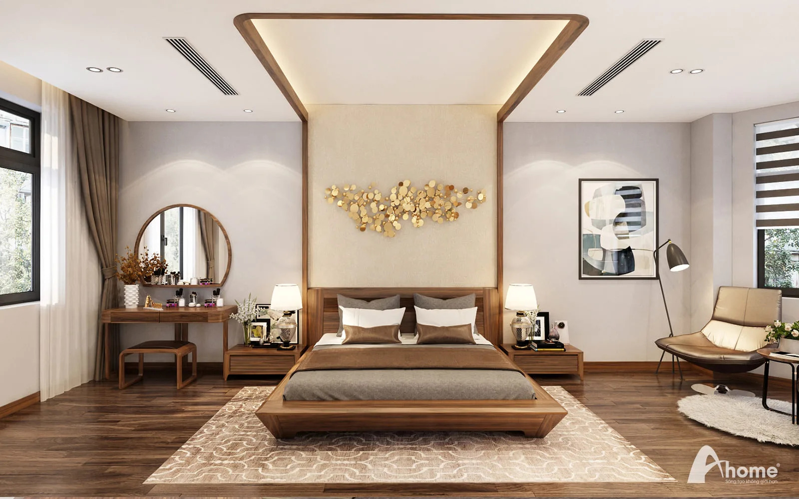 Nội thất đẹp, ấn tượng cho phòng ngủ diện tích lớn 25m2
