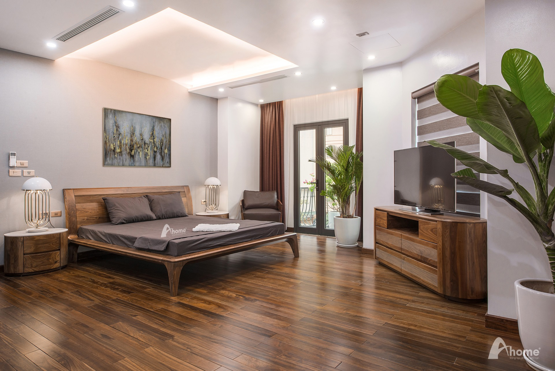 Màu nâu của gỗ và màu xanh của cây đem đến cảm giác ấm áp và thư giãn