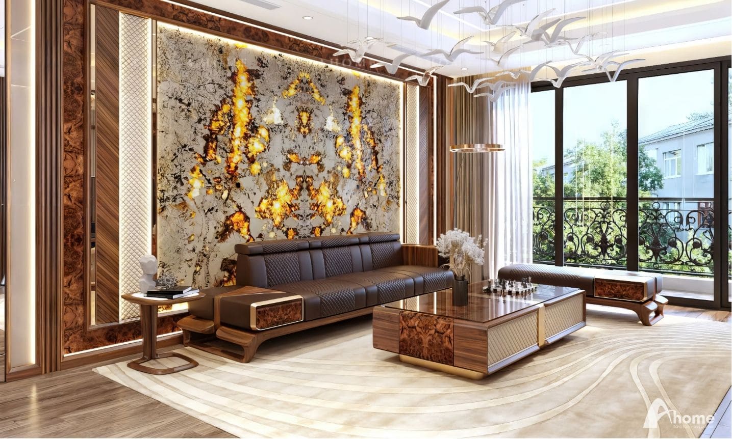 Không gian phòng khách sang trọng, thể hiện đẳng cấp của gia chủ