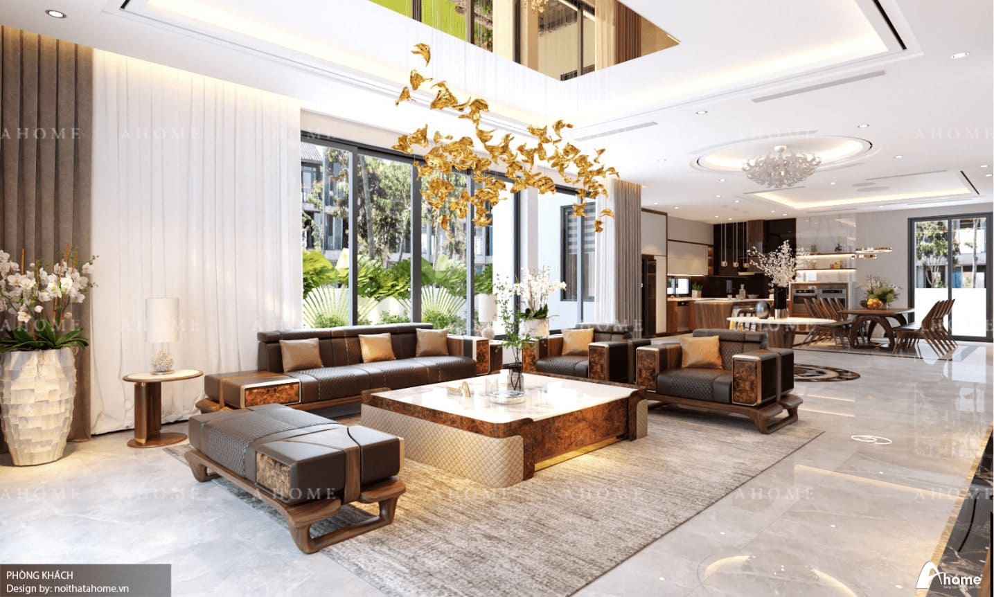 Ghế sofa chữ U có kích thước rộng lớn