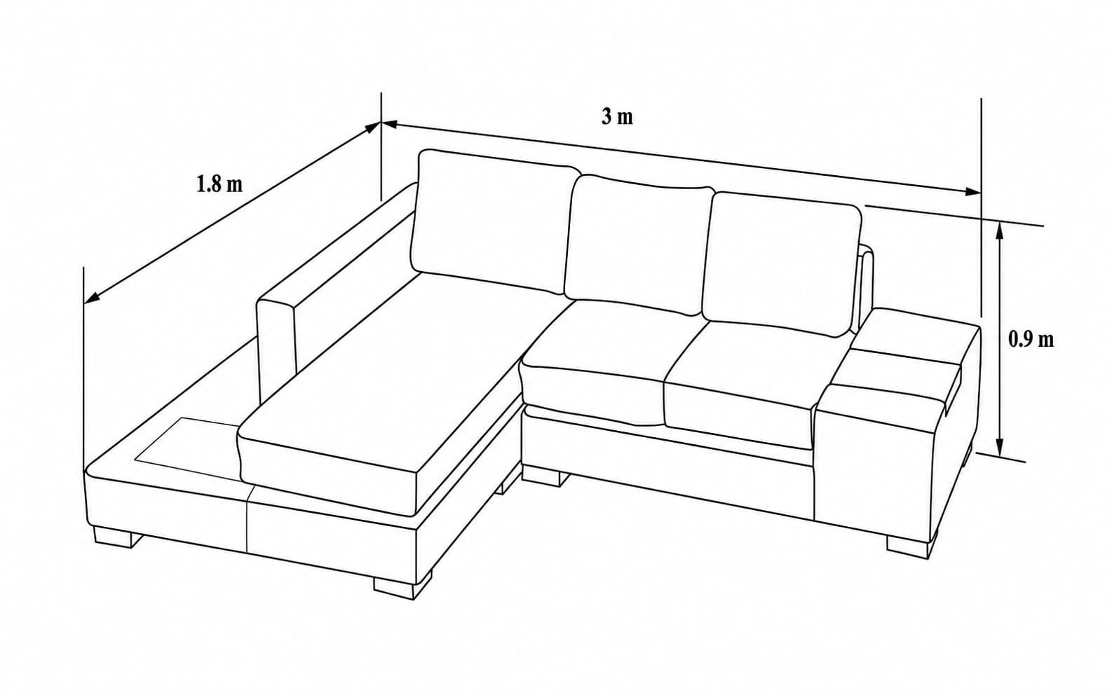 kích thước sofa chữ l