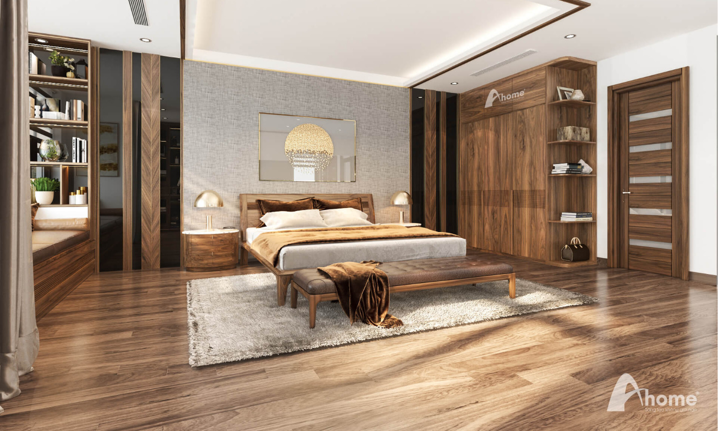 Phòng ngủ gỗ óc chó sang trọng tại Ahome