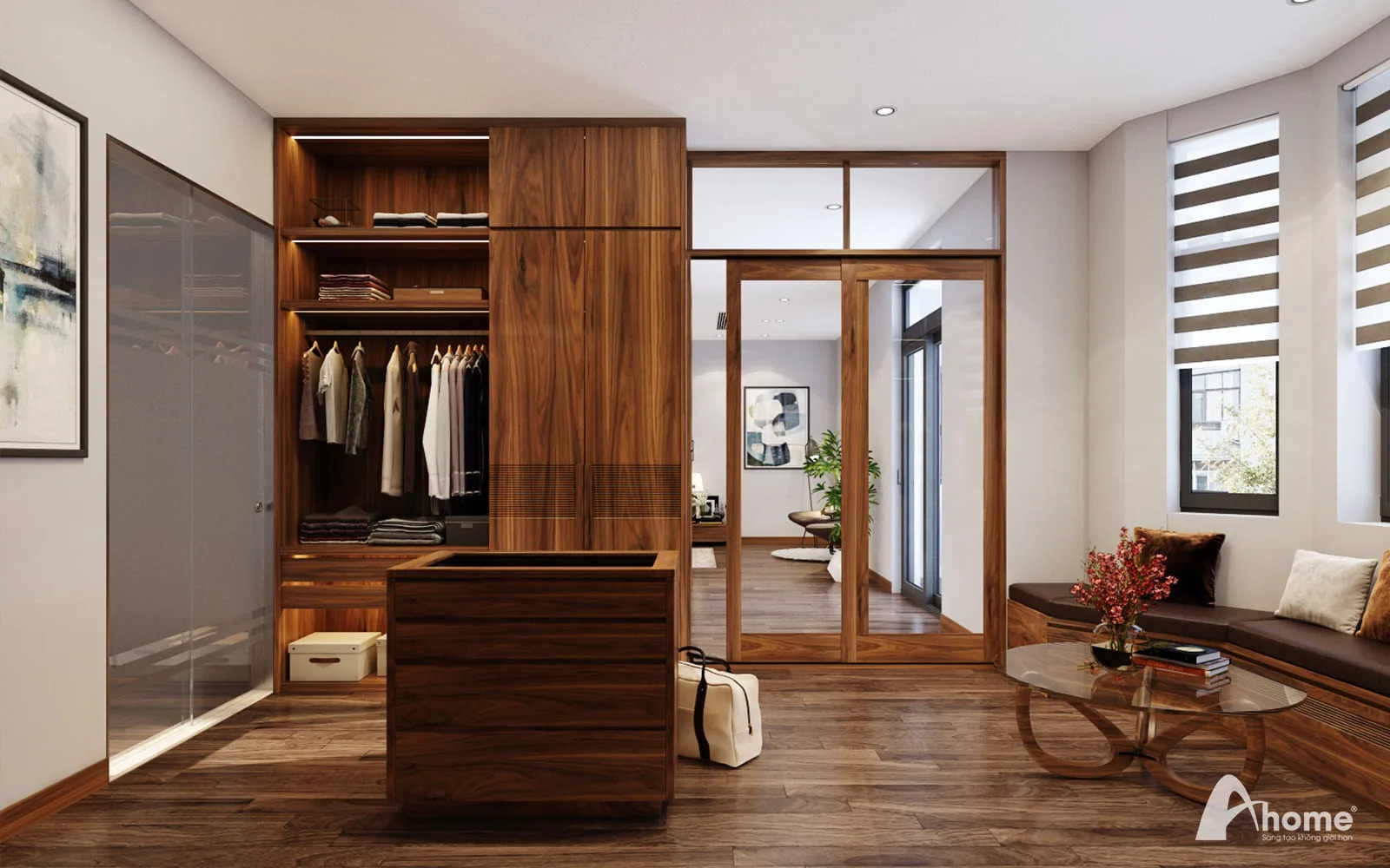Thiết kế phòng ngủ có phòng thay đồ tại Ahome 