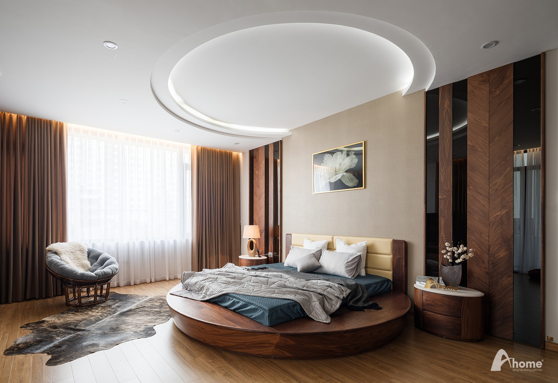 Thiết kế phòng ngủ đẹp cho nữ với gỗ tự nhiên Ahome