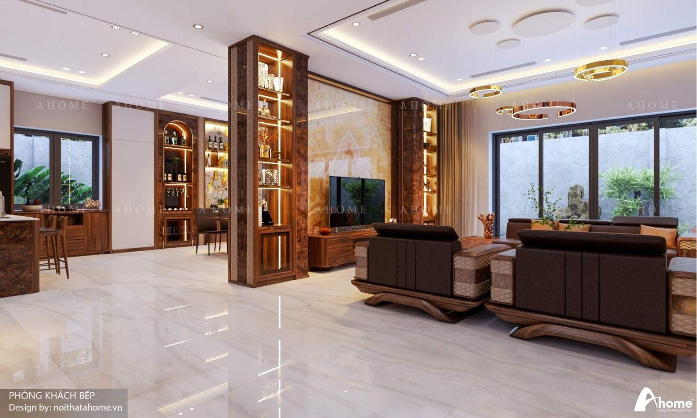 Cách sắp xếp tủ trang trí tạo nên không gian riêng biệt cho phòng khách