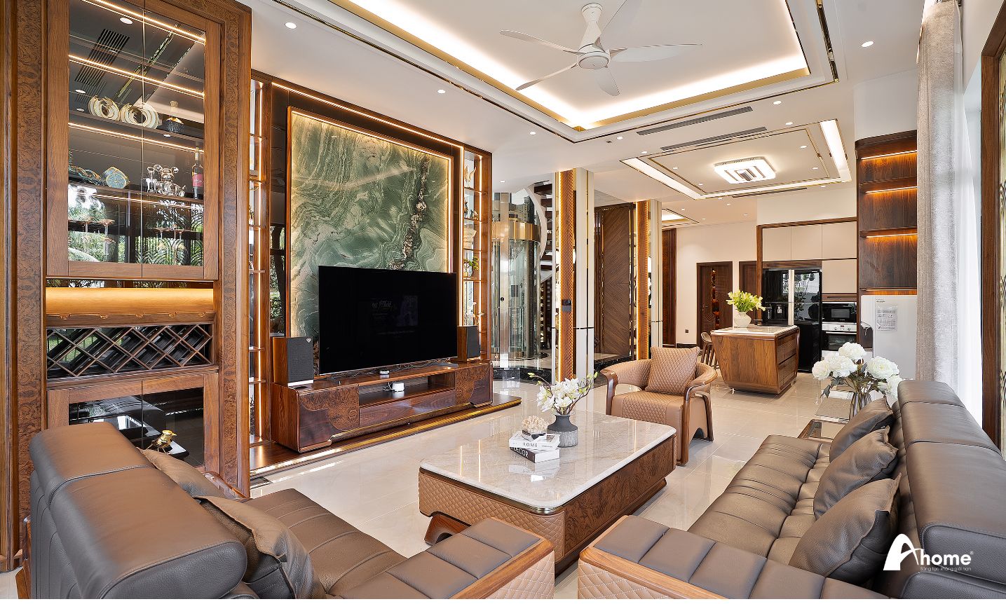 Phòng khách biệt thự song lập thiết kế nội thất phong cách luxury