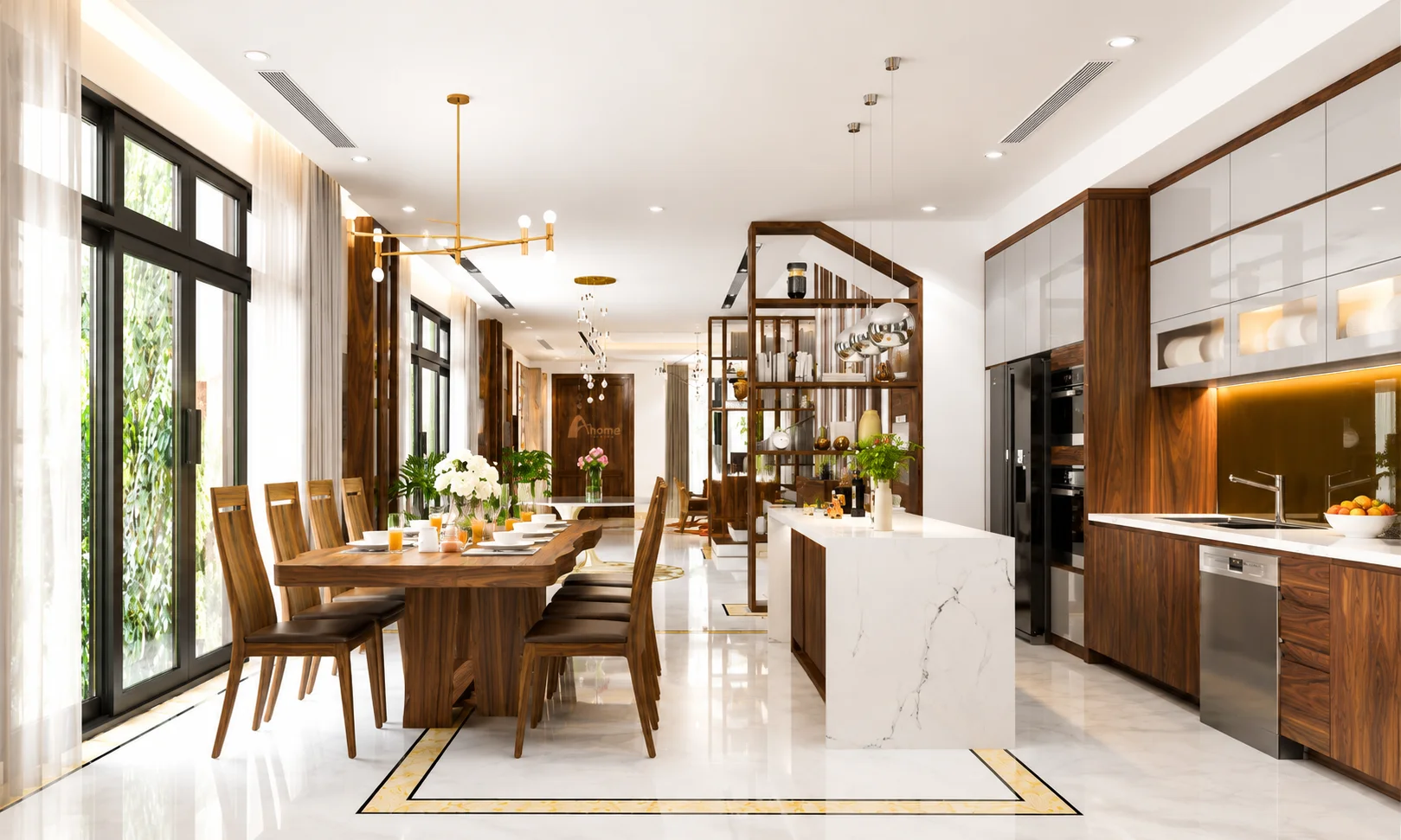 Tủ bếp làm từ gỗ tự nhiên