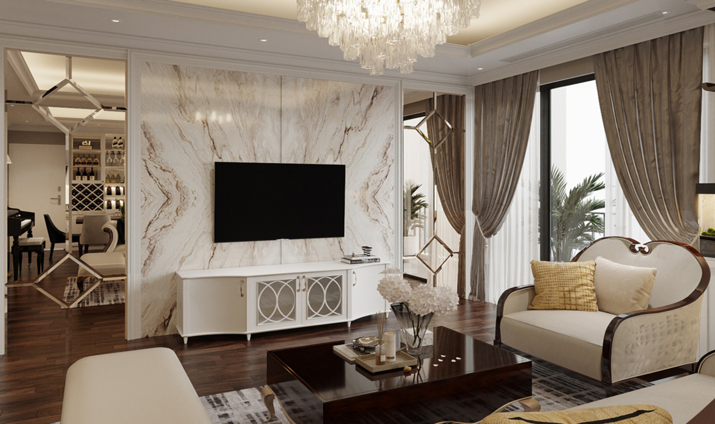 Chung cư 105m2 phong cách tân cổ điển mang đến sự sang trọng