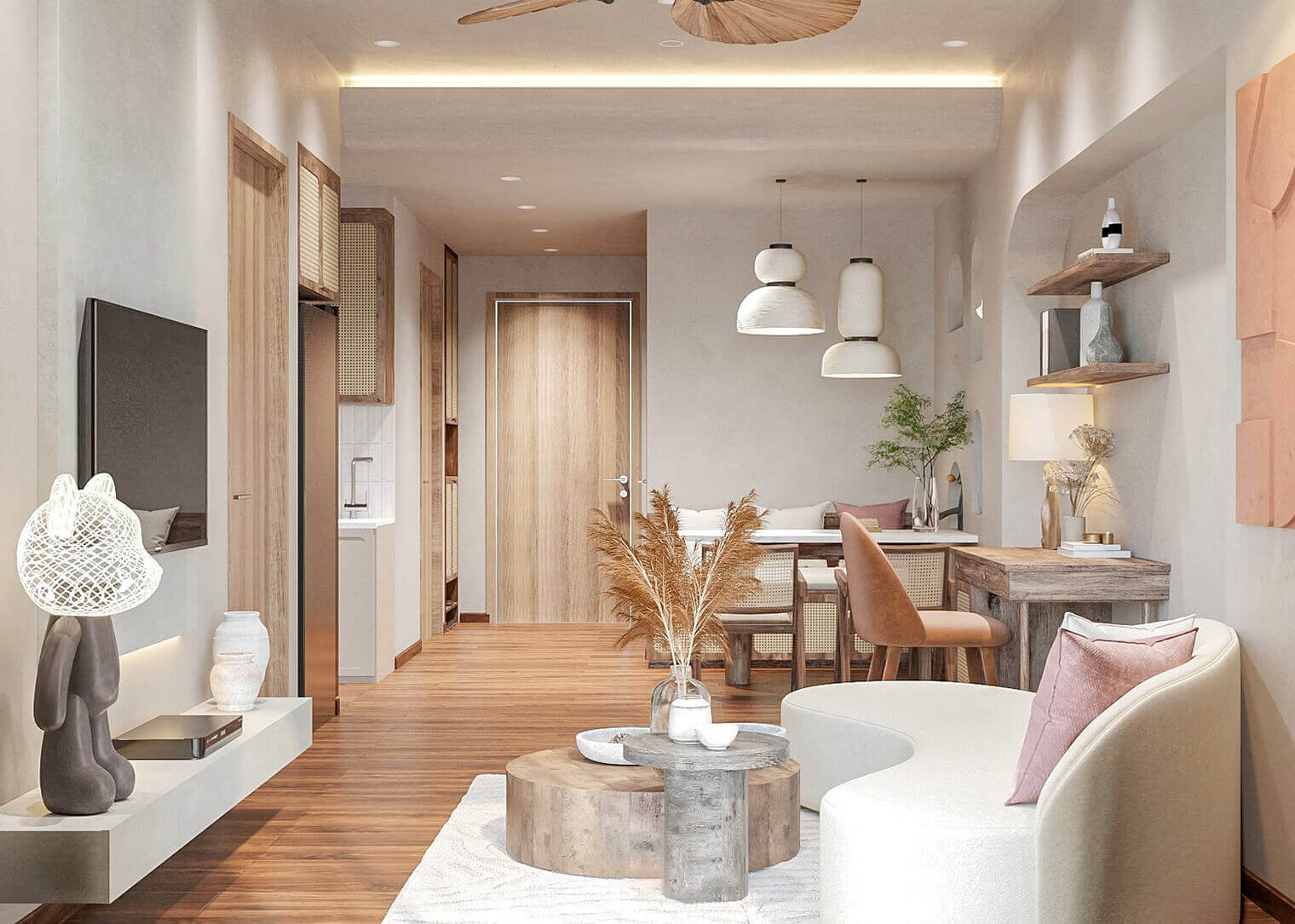 thiết kế nội thất chung cư 2 phòng ngủ