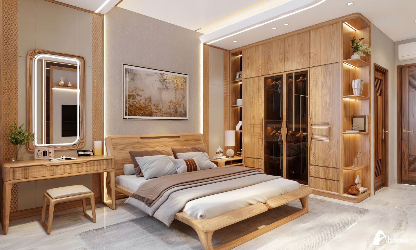Thiết kế nội thất chung cư 2 phòng ngủ căn hộ 55m2