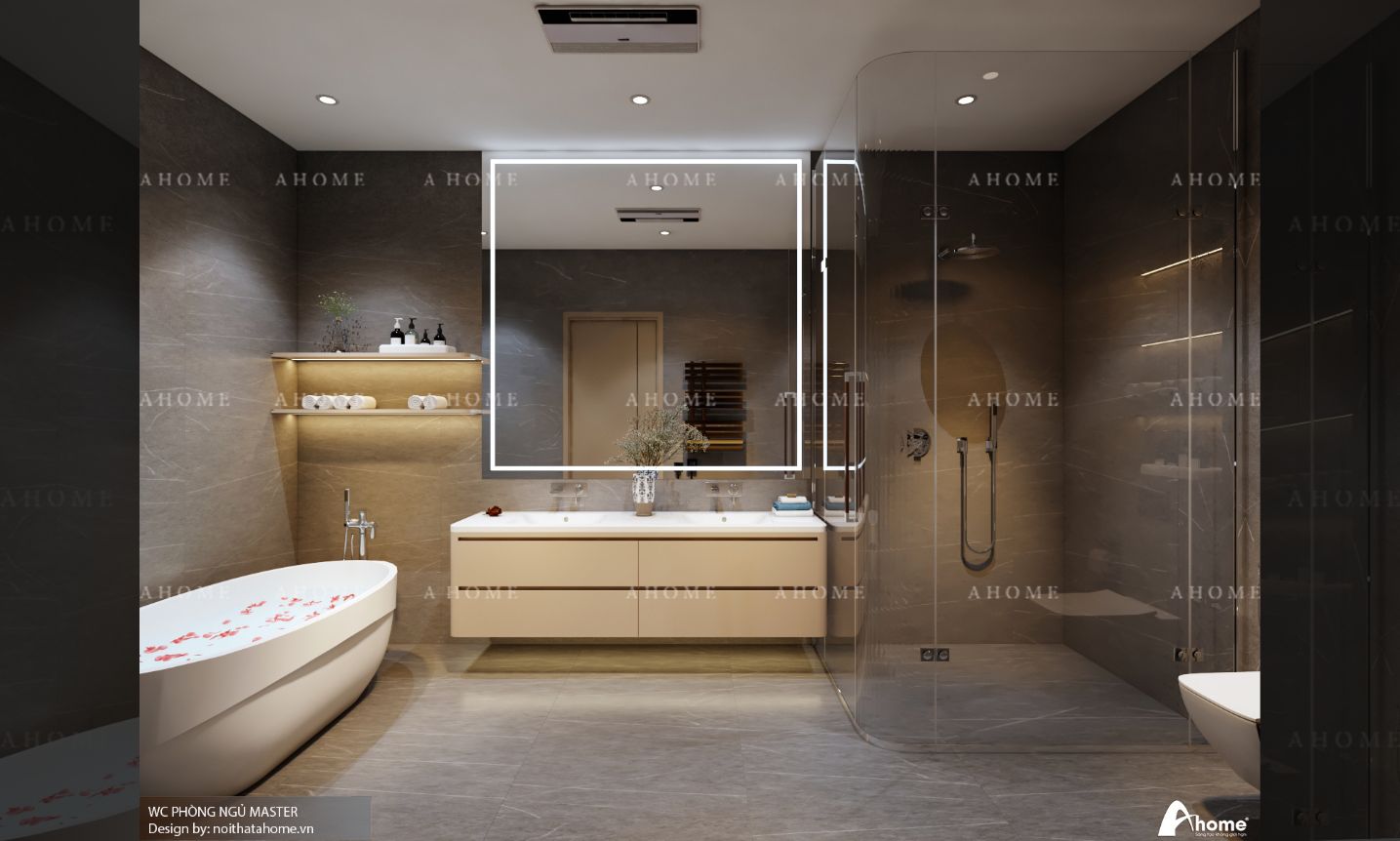 Thiết kế nội thất cho khu vực vệ sinh chung cư 55m2