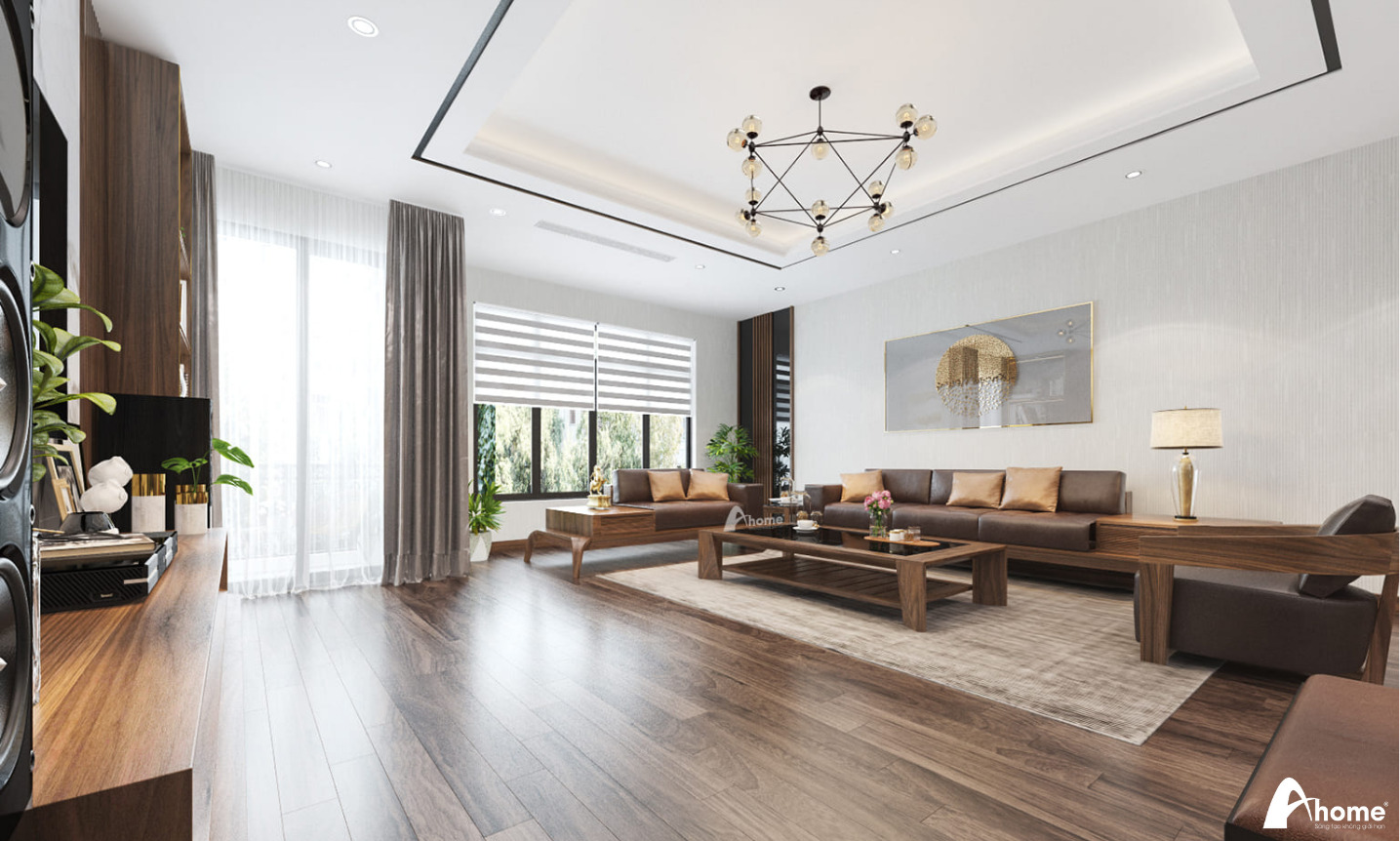 Nội thất phòng khách được bài trí hợp lý tạo điểm nhấn tinh tế cho không gian sống