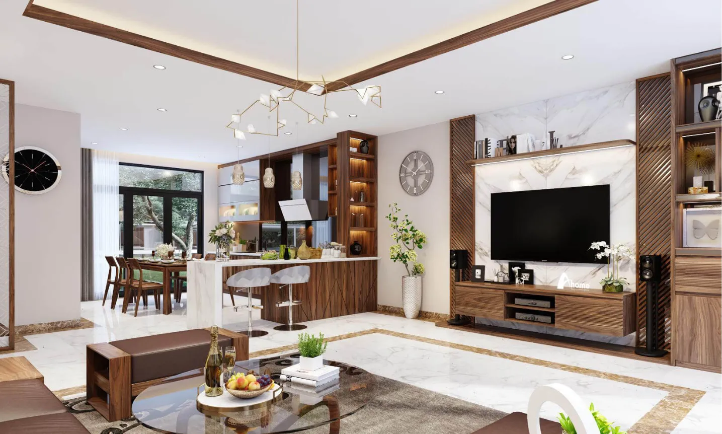 Mẫu thiết kế nội thất phòng khách tối giản