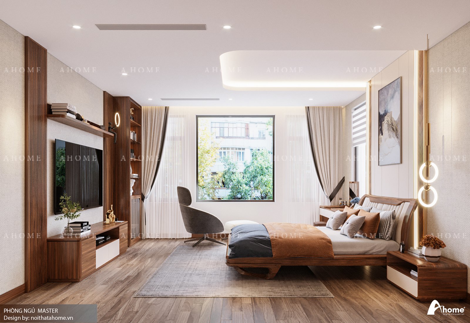 Mẫu thiết kế nội thất phòng ngủ 12m2 phong cách hiện đại, tinh tế