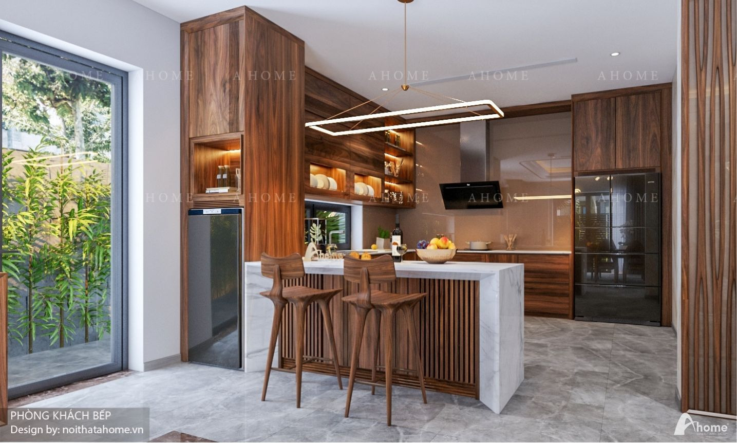 Phong cách thiết kế phòng bếp đơn giản, nhẹ nhàng