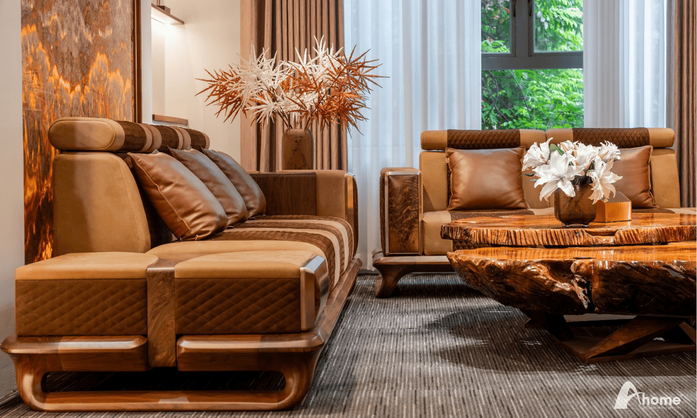 Thiết kế bàn trà kết hợp ghế sofa sang trọng
