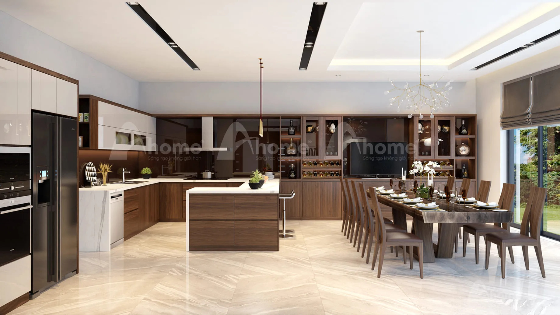 Mẫu phòng bếp hài hòa cao cấp