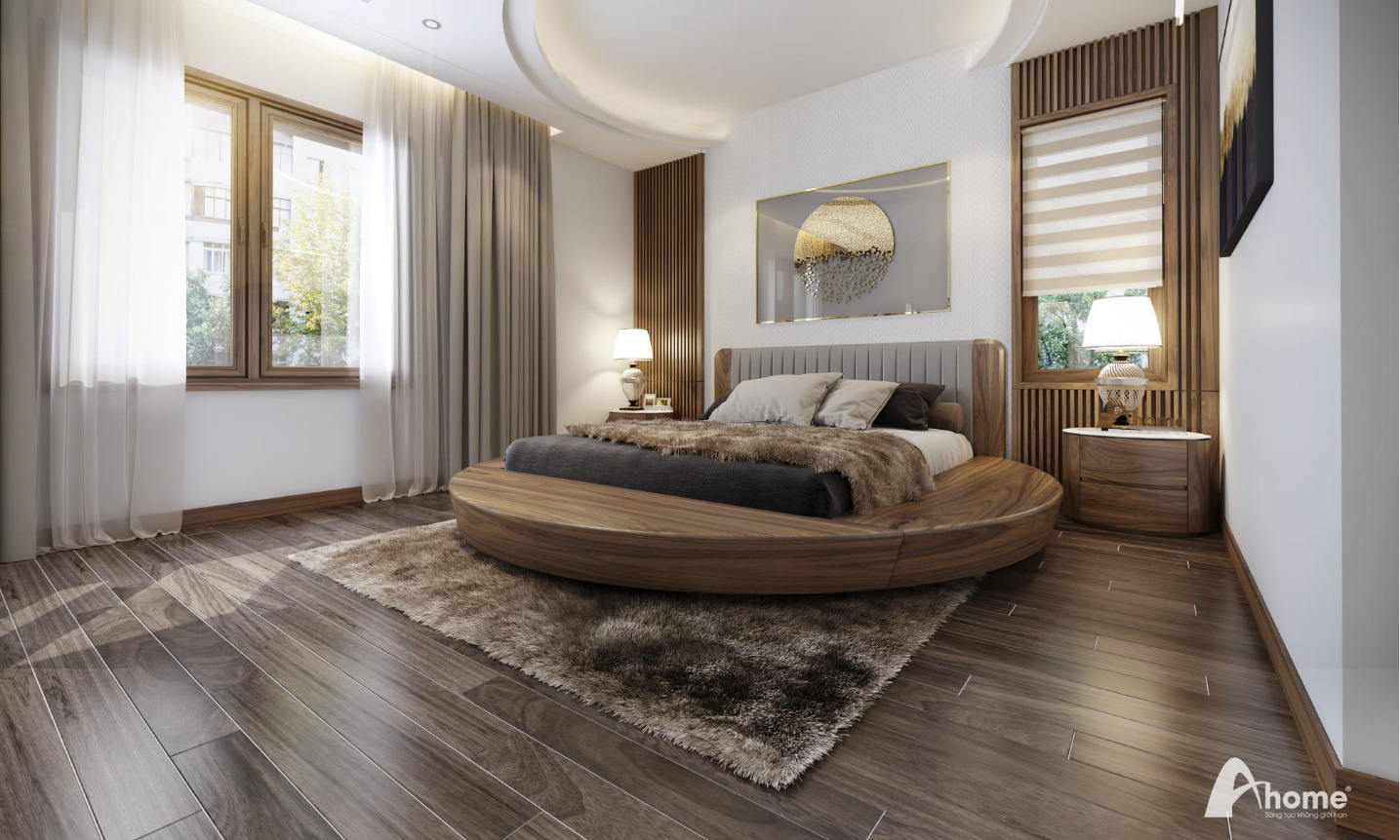 Mẫu giường ngủ tròn sang trọng cho biệt thự